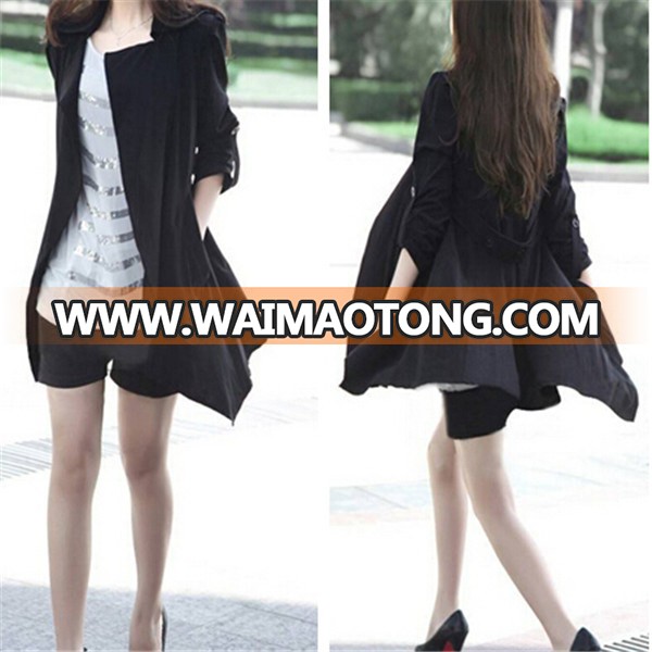 2015 New Womens Long Slimming Women Windbreaker Jacket Wholesale