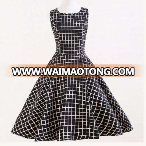 1950s Retro Style Black Plaid A Line Evening Party Dress