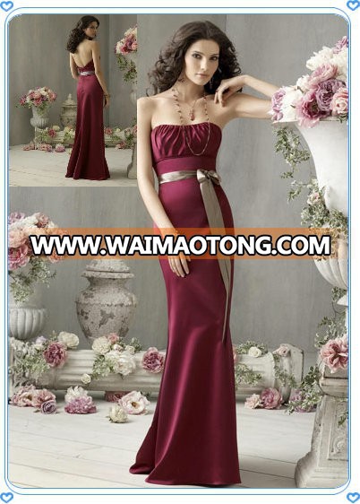 Maxi Burgundy Evening Dress Backless Graceful