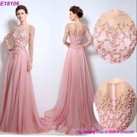 Wholesale New Arrival Sexy Long Sleeve Women Beaded Evening Dress