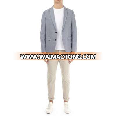 Blue Pique Jersey Blazer Men Custom Suit Jacket