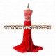 Hot Sale Gorgeous Breathable Sleeveless Beaded Chiffon Red Long Evening Dress