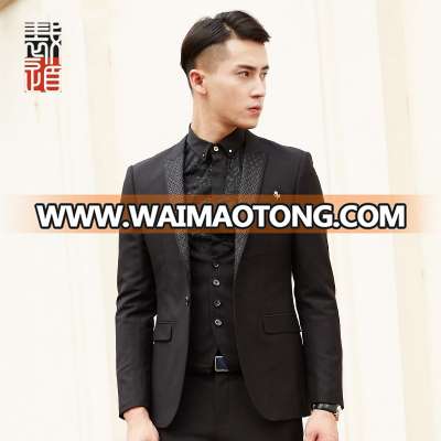 Modern Style Lapel Design All Black Skinny Tuxedo Suit Wedding