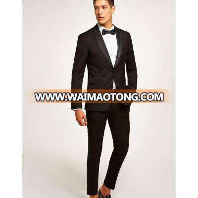 Black Satin Side Stripe Tuxedo Suit Peak Lapel