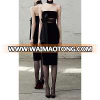 black strapless hollow waist knee length elegant dress with celebration prom and party